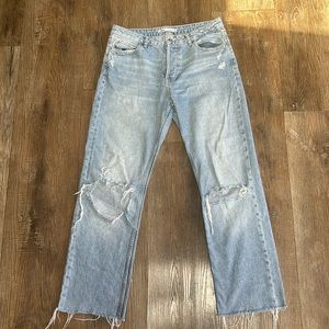 Zara high waisted ripped denim jeans